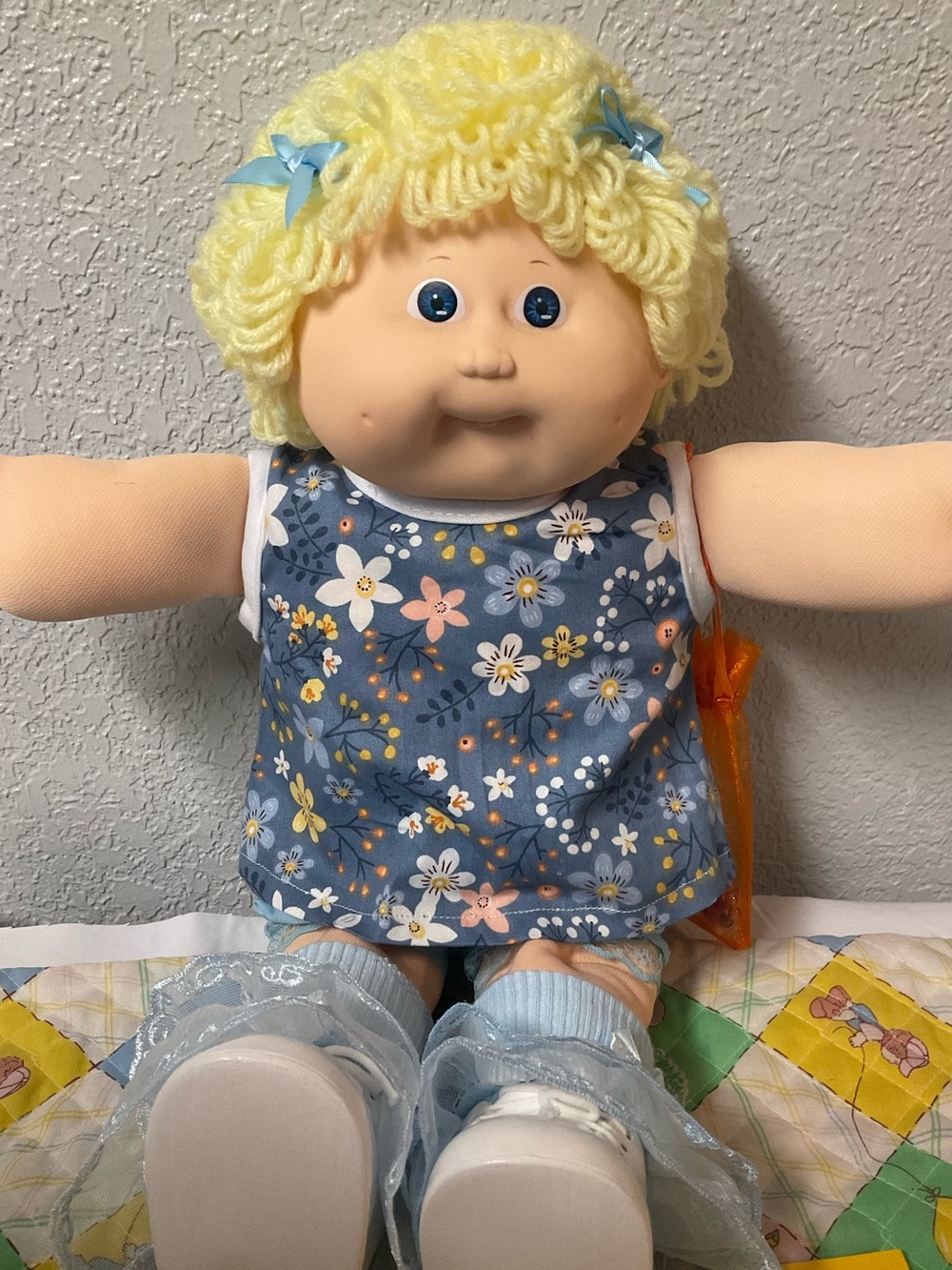 RARE VTG Cabbage Patch Kid Girl Loose Lemon Loops Blue Eyes Head Mold #5 1987